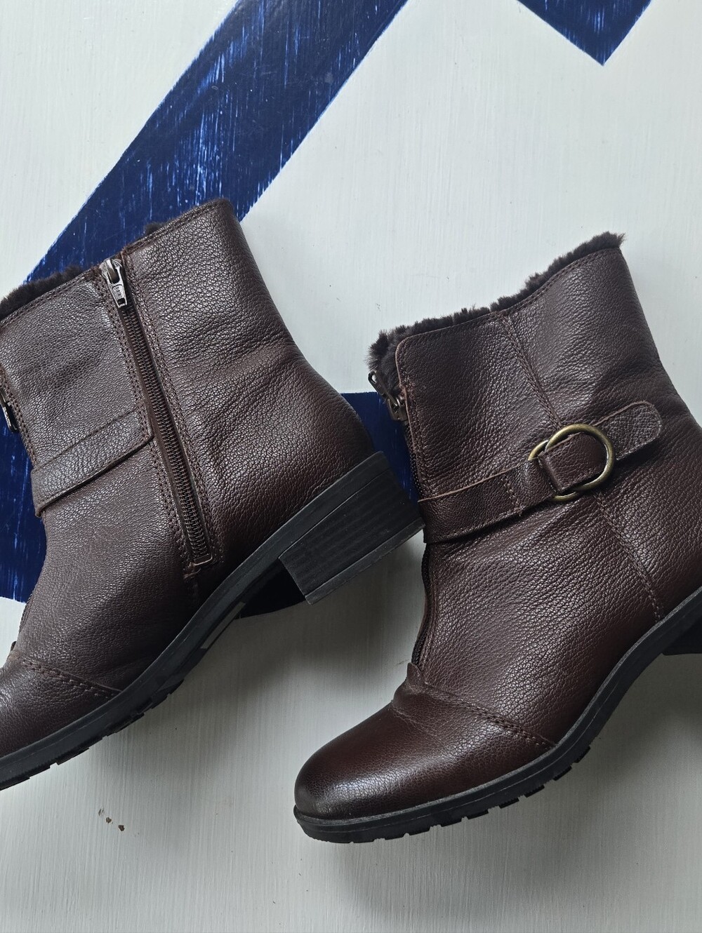 Naturalizer Madera Brown Leather Faux Fur Lined Ankle Boot Size US 8.5